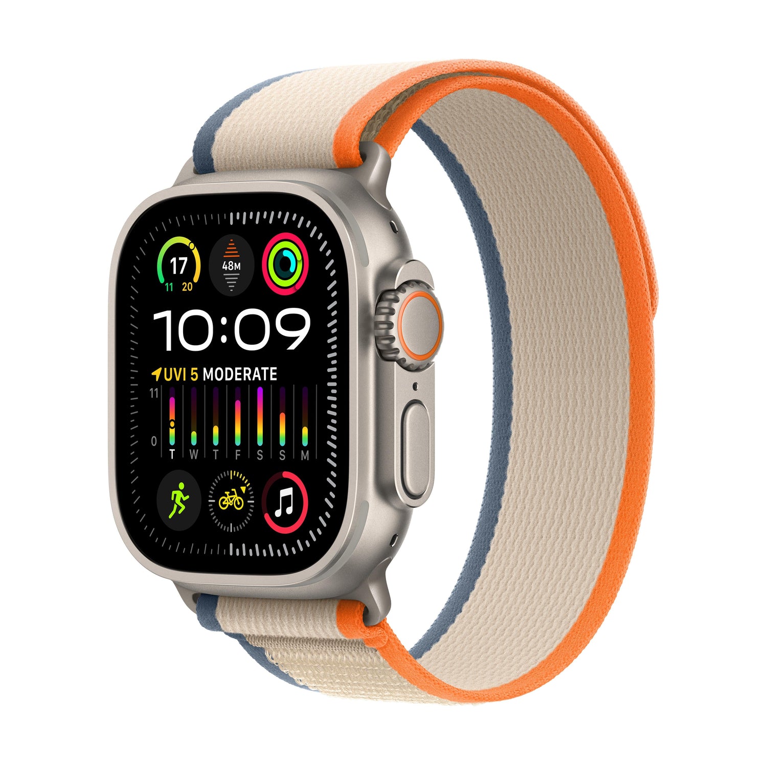 Apple Watch Ultra 2 GPS + Cellular 49mm Titanium Case with Orange/Beige Trail Loop - M/L